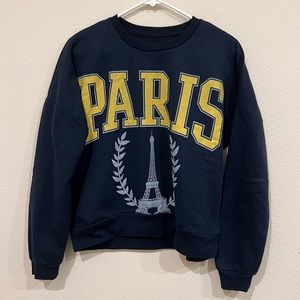 Paris Eiffel Tower Navy Blue Travel Crewneck Pullover Sweatshirt